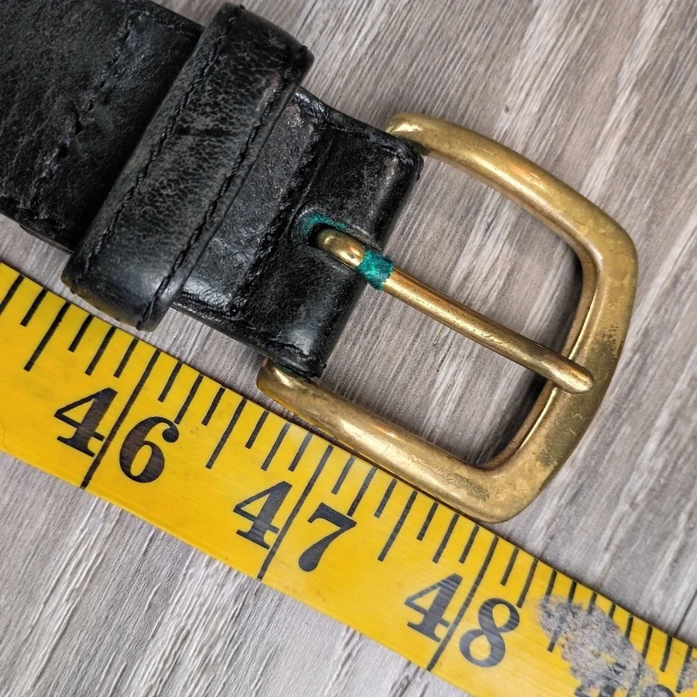 Genuine American Bison Leather Belt USA Tooled‎ Western Buck Lace Worn  Black